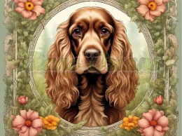 PANEL DRUKOWANY ART NOUVEAU-PIES COCKER SPANIEL NR 76