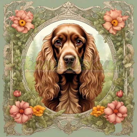 PANEL DRUKOWANY ART NOUVEAU-PIES COCKER SPANIEL NR 76