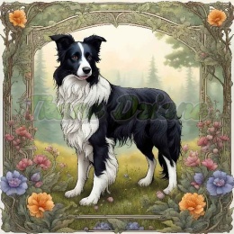 PANEL DRUKOWANY ART NOUVEAU-PIES BORDER COLLIE NR 75