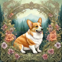 PANEL DRUKOWANY ART NOUVEAU-PIES CORGI NR 77