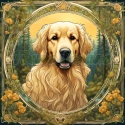 PANEL DRUKOWANY ART NOUVEAU-PIES GOLDEN RETRIVER NR 78