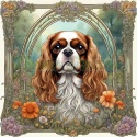 PANEL DRUKOWANY ART NOUVEAU-PIES KING CHARLES SPANIEL NR 80