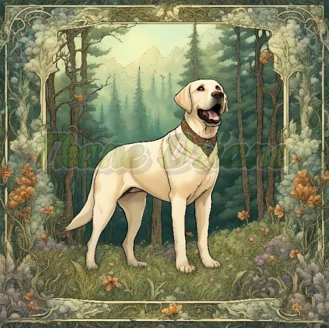 PANEL DRUKOWANY ART NOUVEAU-PIES LABRADOR NR 81