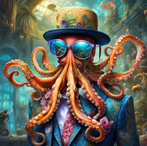 PANEL DRUKOWANY KOLOROWE ZWIERZĘTA- POMARAŃCZOWA OŚMIORNICA NR 2