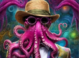 PANEL DRUKOWANY KOLOROWE ZWIERZĘTA- RÓŻOWA OŚMIORNICA NR 1