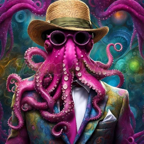 PANEL DRUKOWANY KOLOROWE ZWIERZĘTA- RÓŻOWA OŚMIORNICA NR 1