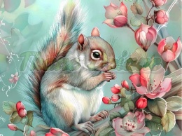 PANEL DRUKOWANY PASTELOWE ZWIERZĘTA- WIEWIÓRKA NR 12