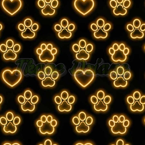 TKANINA DRUKOWANA NEONOWE ŁAPKI NR 3