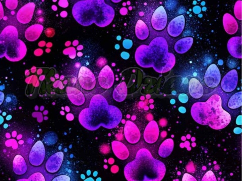 TKANINA DRUKOWANA NEONOWE ŁAPKI NR 7