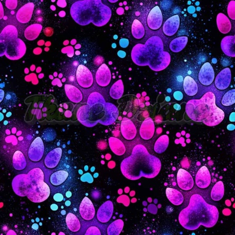 TKANINA DRUKOWANA NEONOWE ŁAPKI NR 7