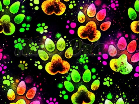 TKANINA DRUKOWANA NEONOWE ŁAPKI NR 8