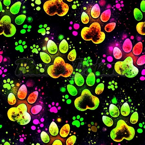 TKANINA DRUKOWANA NEONOWE ŁAPKI NR 8