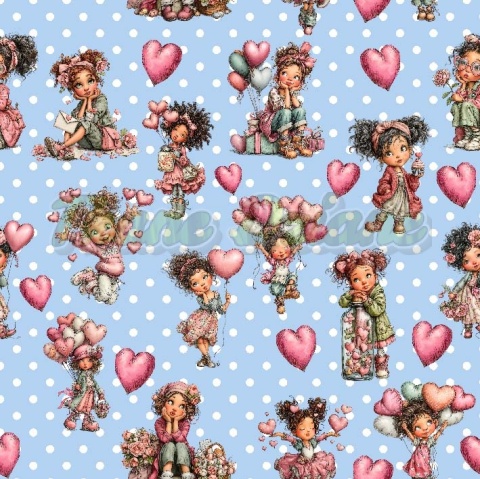 TKANINA DRUKOWANA WALENTYNKOWE DZIEWCZYNY NR 1