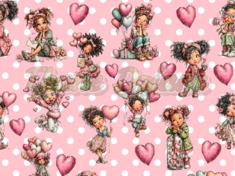TKANINA DRUKOWANA WALENTYNKOWE DZIEWCZYNY NR 2
