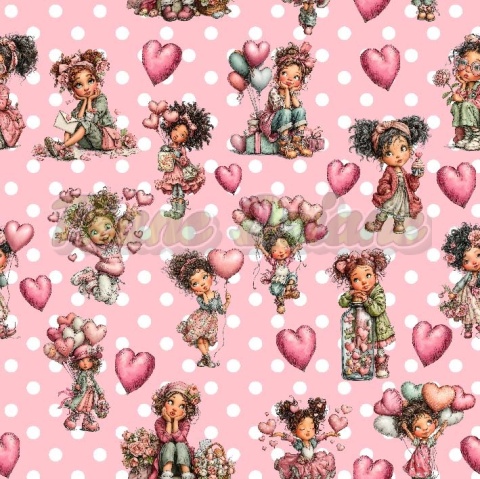 TKANINA DRUKOWANA WALENTYNKOWE DZIEWCZYNY NR 2