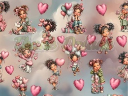 TKANINA DRUKOWANA WALENTYNKOWE DZIEWCZYNY NR 3