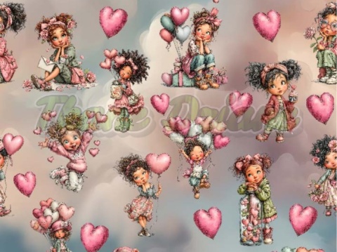 TKANINA DRUKOWANA WALENTYNKOWE DZIEWCZYNY NR 3