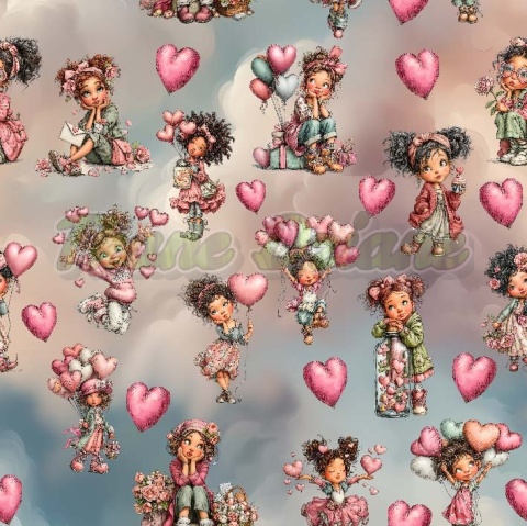 TKANINA DRUKOWANA WALENTYNKOWE DZIEWCZYNY NR 3