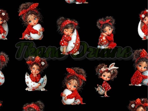 TKANINA DRUKOWANA WIELKANOCNE DZIEWCZYNY NR 1