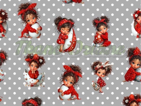 TKANINA DRUKOWANA WIELKANOCNE DZIEWCZYNY NR 2