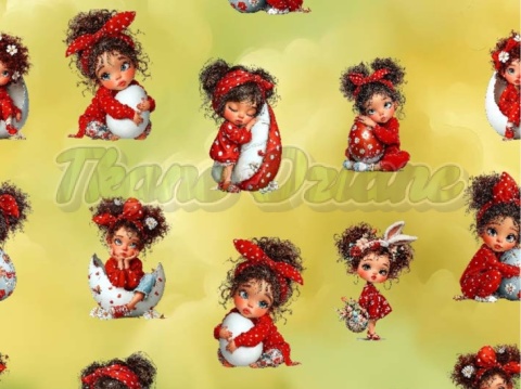 TKANINA DRUKOWANA WIELKANOCNE DZIEWCZYNY NR 3