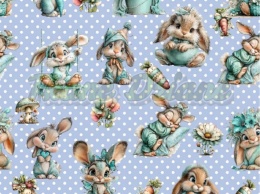 TKANINA DRUKOWANA WIELKANOCNE ZAJĄCZKI NR 1