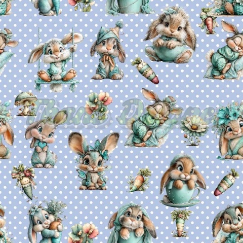 TKANINA DRUKOWANA WIELKANOCNE ZAJĄCZKI NR 1