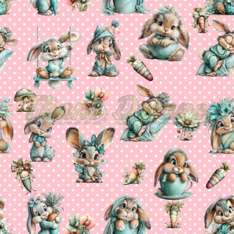 TKANINA DRUKOWANA WIELKANOCNE ZAJĄCZKI NR 2