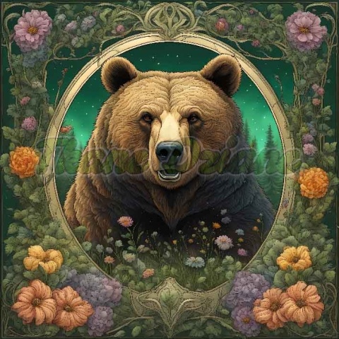 PANEL DRUKOWANY ART NOUVEAU- NIEDŹWIEDŹ NR 90