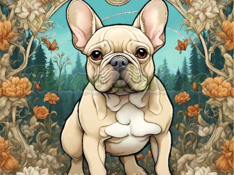 PANEL DRUKOWANY ART NOUVEAU-PIES BULDOŻEK FRANCUSKI NR 102