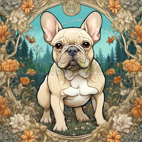 PANEL DRUKOWANY ART NOUVEAU-PIES BULDOŻEK FRANCUSKI NR 102