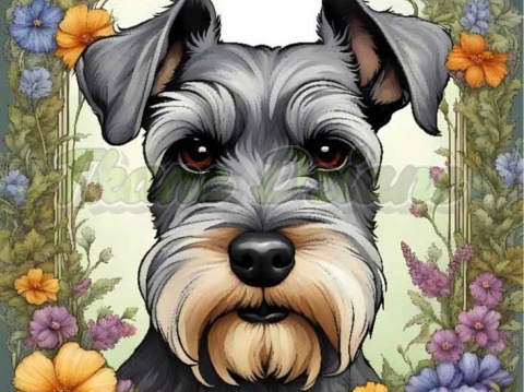 PANEL DRUKOWANY ART NOUVEAU-PIES SCHNAUZER NR 93