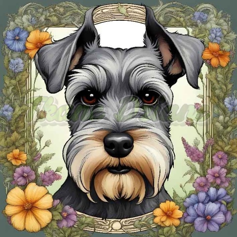 PANEL DRUKOWANY ART NOUVEAU-PIES SCHNAUZER NR 93