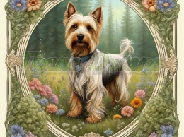 PANEL DRUKOWANY ART NOUVEAU-PIES YORK SHIRE TERRIER NR 100