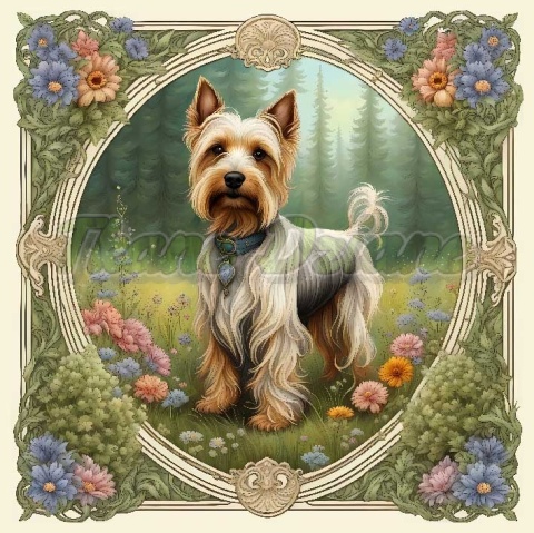 PANEL DRUKOWANY ART NOUVEAU-PIES YORK SHIRE TERRIER NR 100