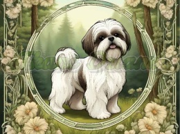 PANEL DRUKOWANY ART NOUVEAU-PIES SHIH TZU NR 94