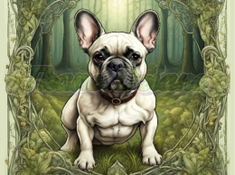 PANEL DRUKOWANY ART NOUVEAU-PIES BULDOŻEK FRANCUSKI NR 101