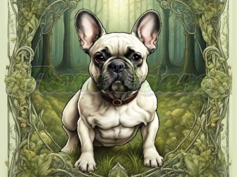 PANEL DRUKOWANY ART NOUVEAU-PIES BULDOŻEK FRANCUSKI NR 101