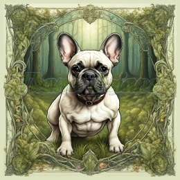 PANEL DRUKOWANY ART NOUVEAU-PIES BULDOŻEK FRANCUSKI NR 101