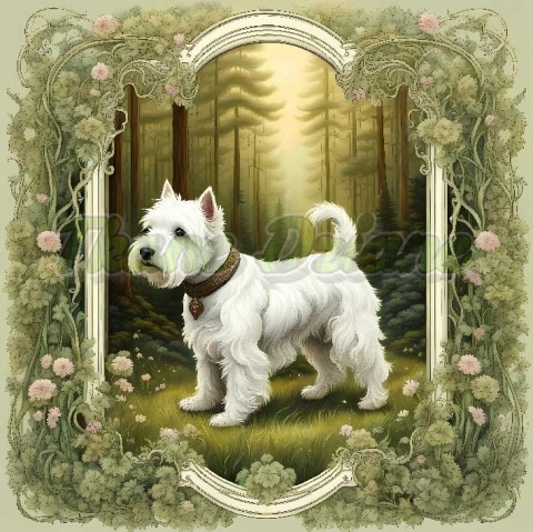 PANEL DRUKOWANY ART NOUVEAU-PIES WEST HIGHLAND TERRIER NR 98