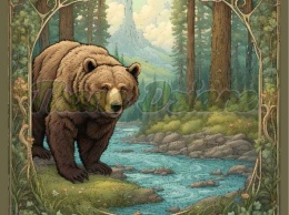 PANEL DRUKOWANY ART NOUVEAU- NIEDŹWIEDŹ NR 89