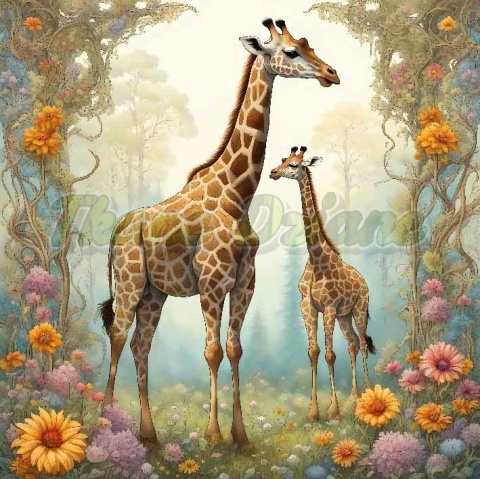 PANEL DRUKOWANY ART NOUVEAU-ŻYRAFA NR 104