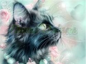 PANEL DRUKOWANY PASTELOWY CZARNY KOT NR 30