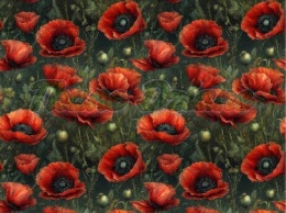 TKANINA DRUKOWANA KWIATY MAKI DUŻY WZÓR NR 32