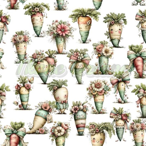 TKANINA DRUKOWANA WIELKANOCNE MARCHEWKI - mały wzór NR 2