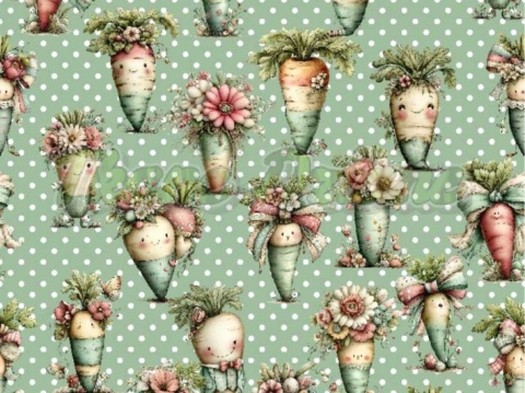 TKANINA DRUKOWANA WIELKANOCNE MARCHEWKI -średni wzór NR 3