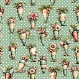 TKANINA DRUKOWANA WIELKANOCNE MARCHEWKI -średni wzór NR 3