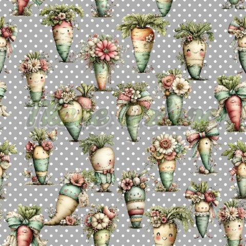 TKANINA DRUKOWANA WIELKANOCNE MARCHEWKI średni wzór NR 4