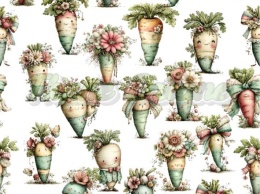 TKANINA DRUKOWANA WIELKANOCNE MARCHEWKI -duży wzór NR 1