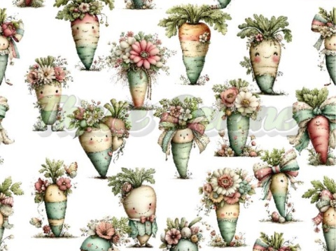 TKANINA DRUKOWANA WIELKANOCNE MARCHEWKI -duży wzór NR 1